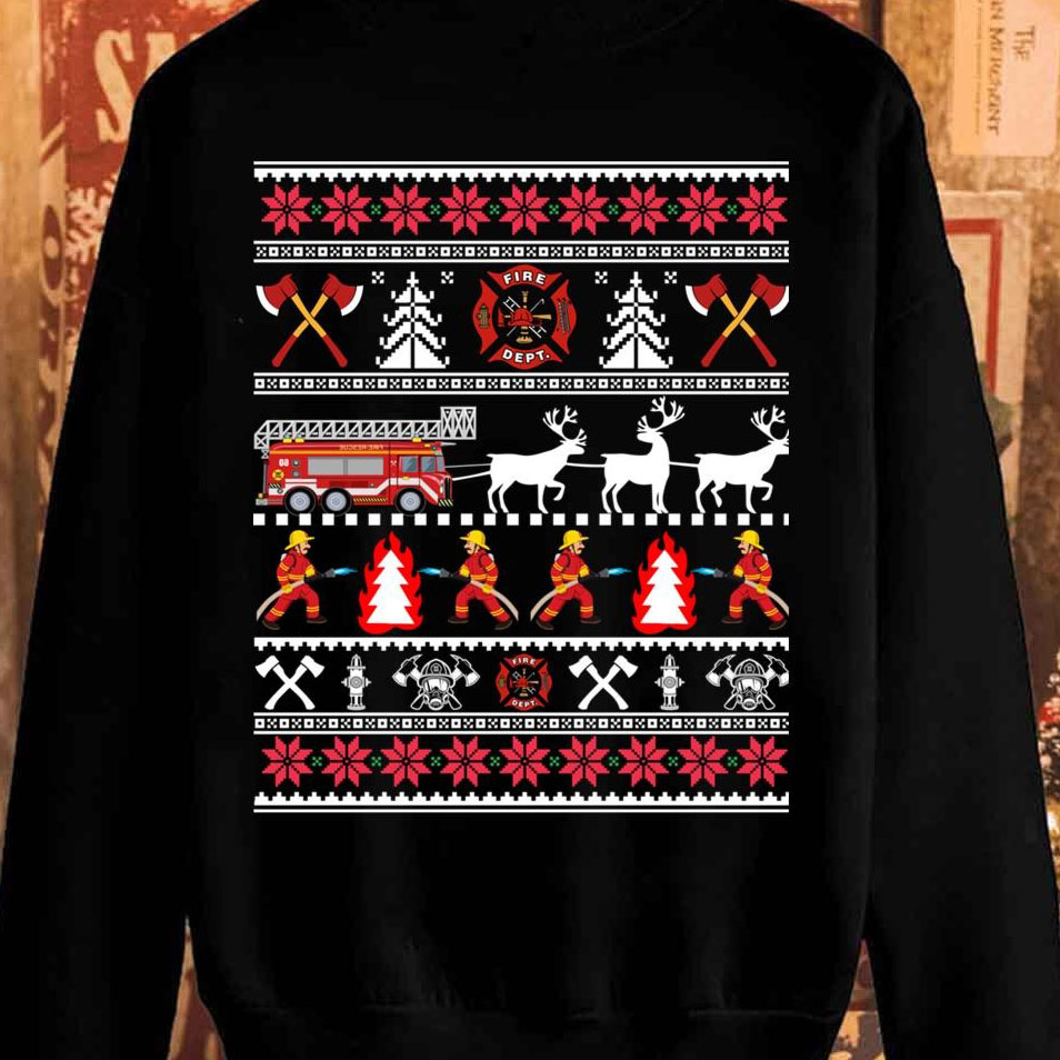 Firefighter ugly christmas top sweater